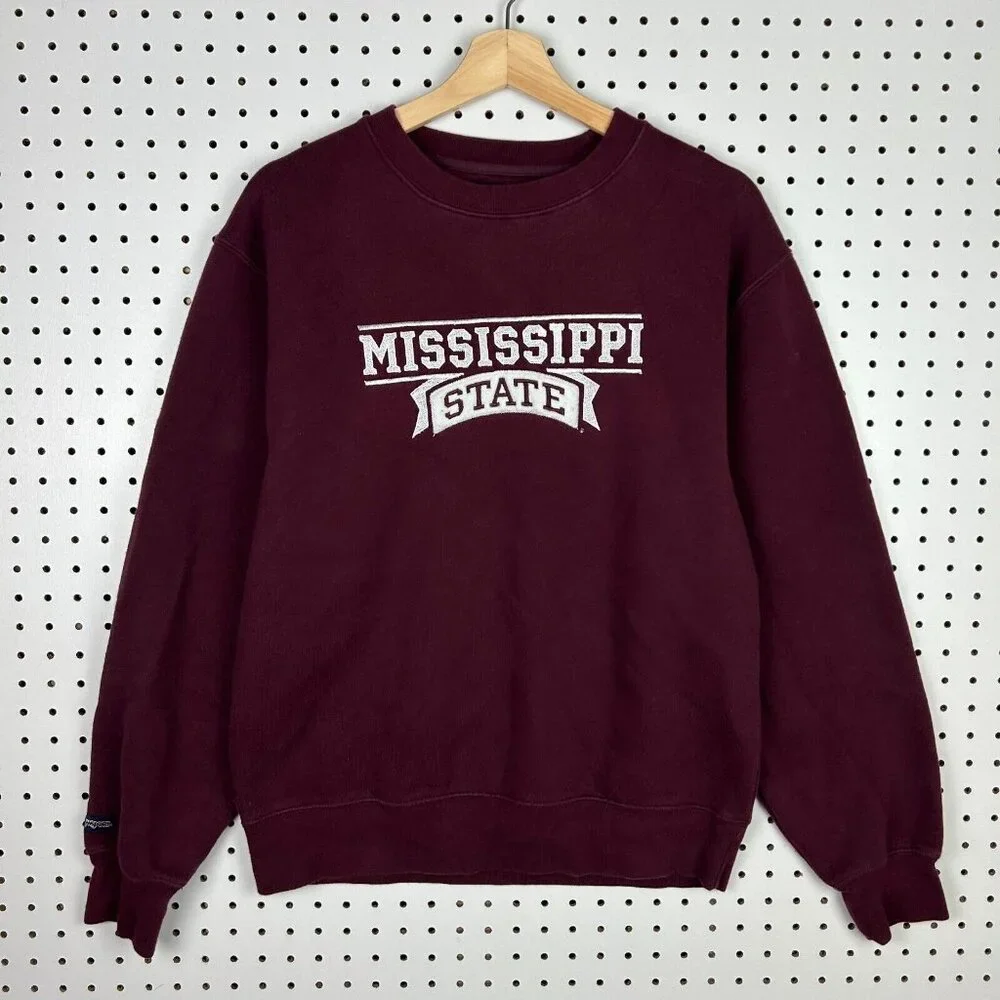 Mississippi State Bulldogs Maroon Crewneck Sweatshirt Size Small Jansport Stitch